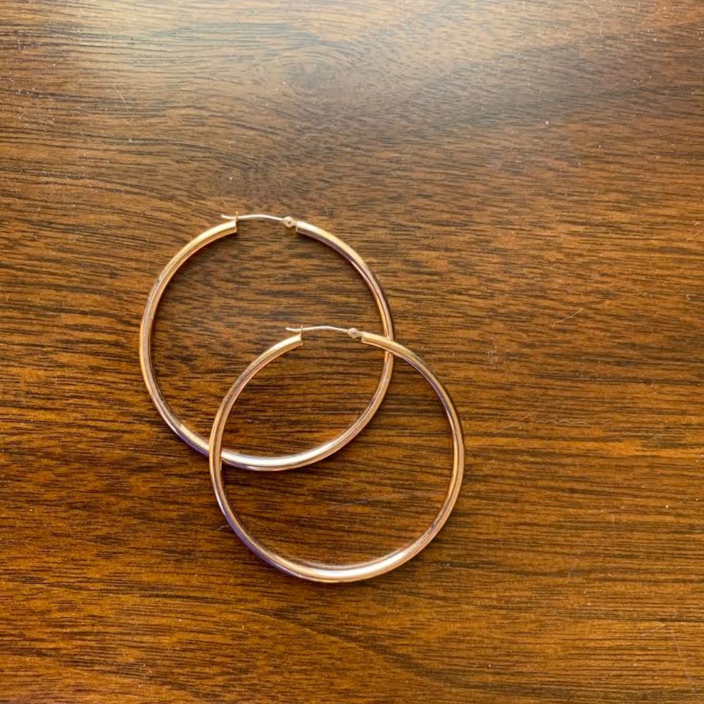 14k ROSE GOLD HOOP EARRINGS - 2" DIA. (NWOT)